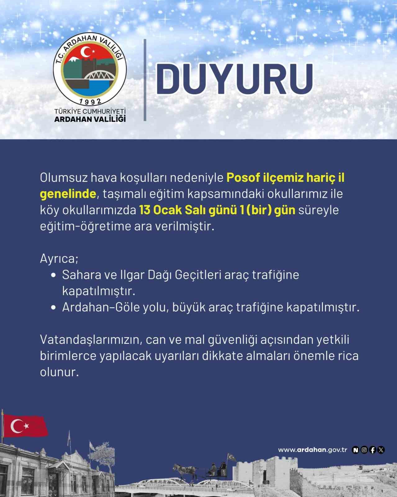 Ardahan’da taşımalı eğitime kar engeli
Ardahan’da taşımalı eğitime kar engeli