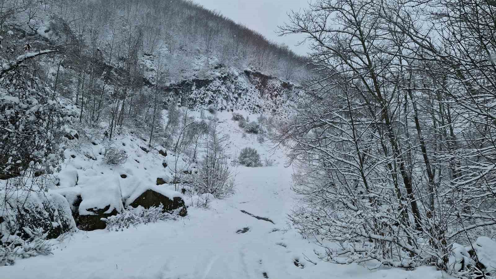 Tekirdağ’ın yüksek kesimleri yağan karla beyaza büründü

