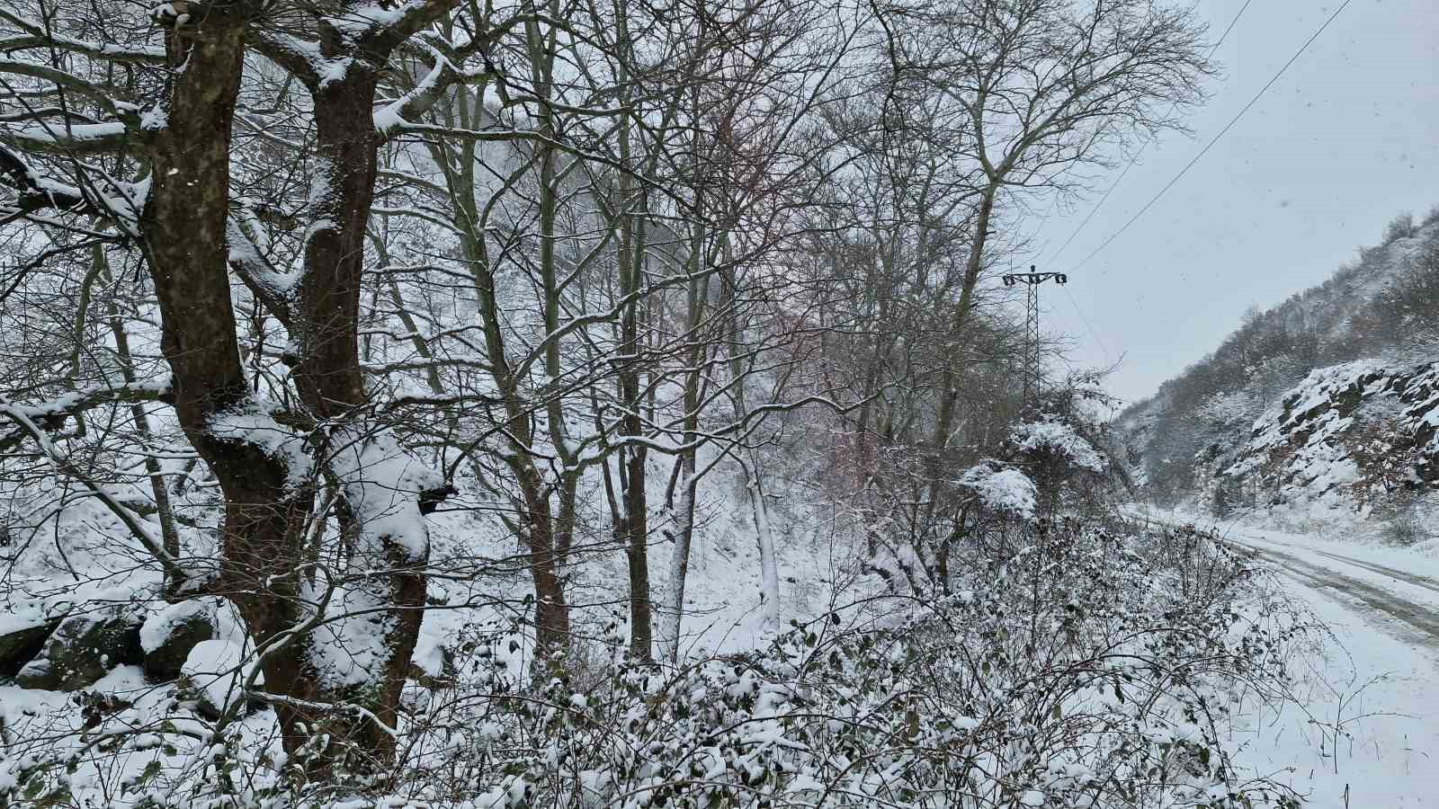 Tekirdağ’ın yüksek kesimleri yağan karla beyaza büründü
