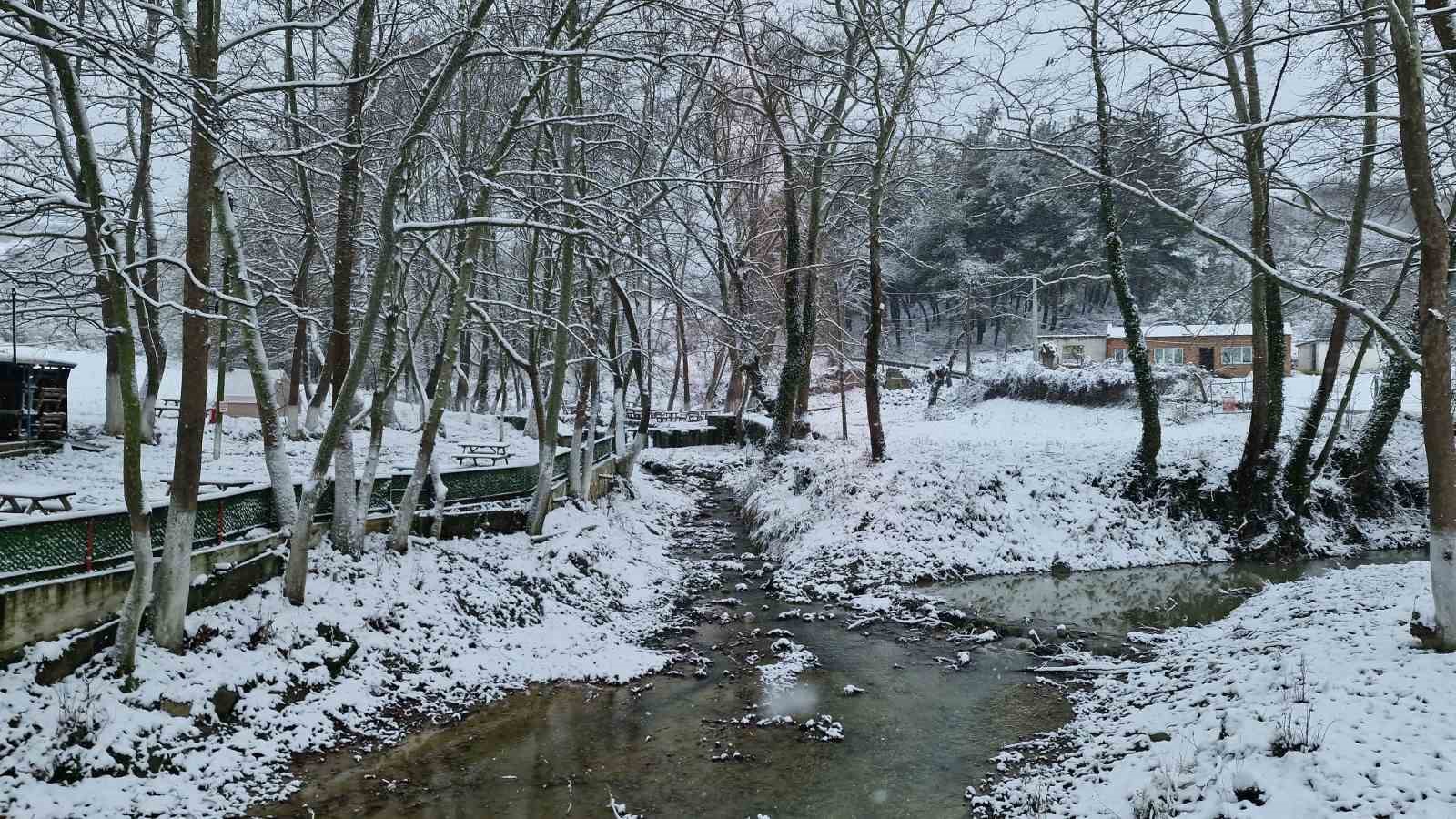 Tekirdağ’ın yüksek kesimleri yağan karla beyaza büründü
